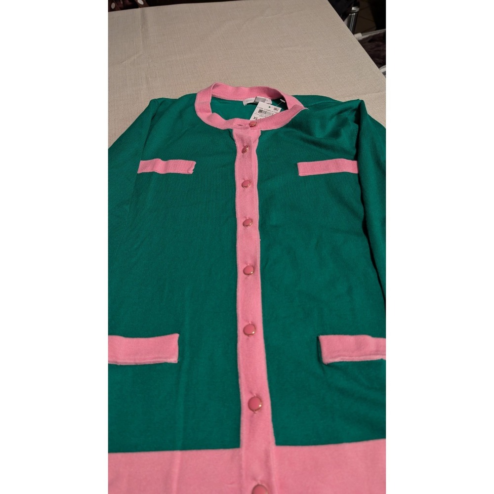 Women's Charter Club XL Green/Pink Sweater
